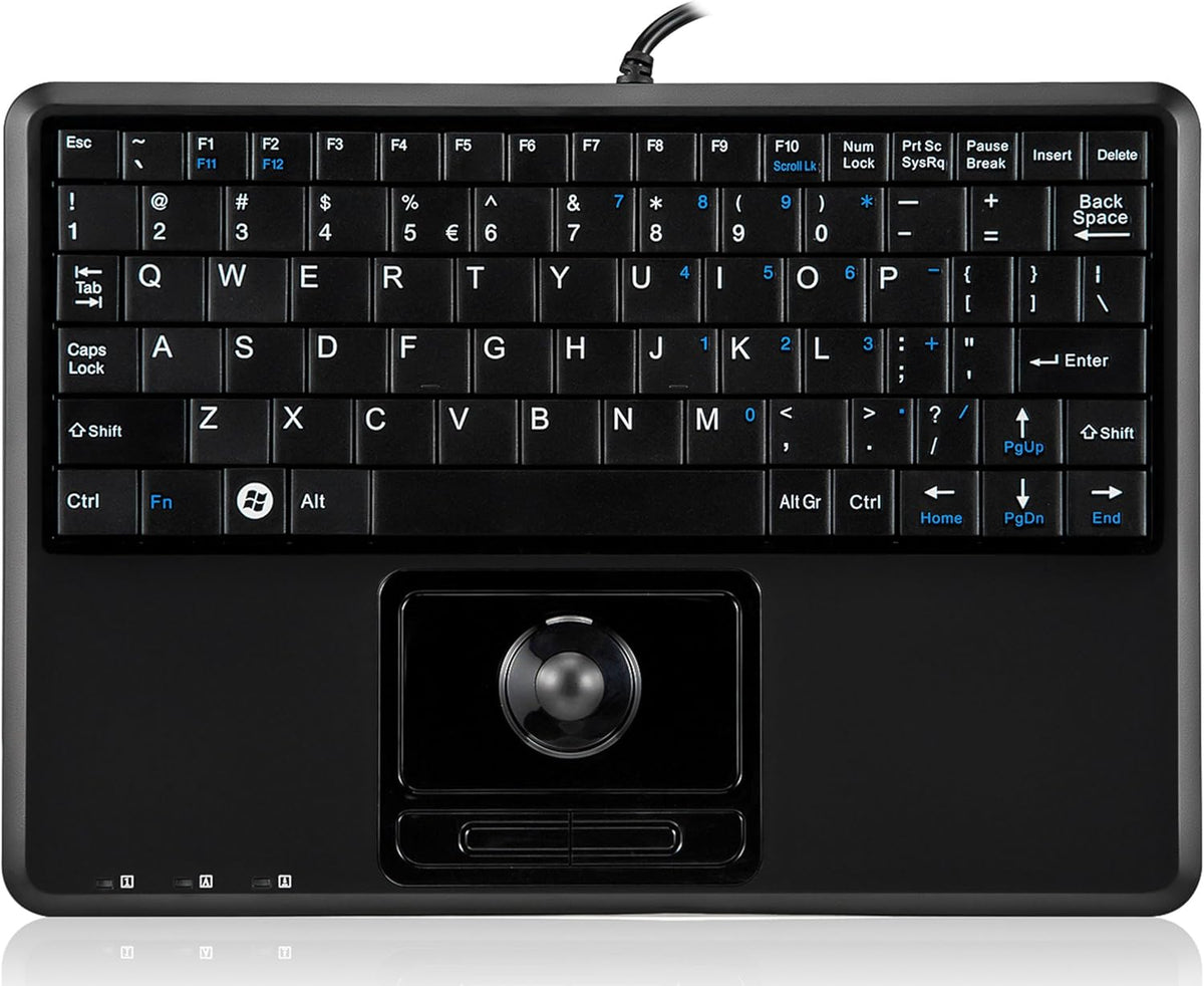 Wired Super Mini Trackball Keyboard with 2 Built-in Hubs, Black, Pack of 2 O7869