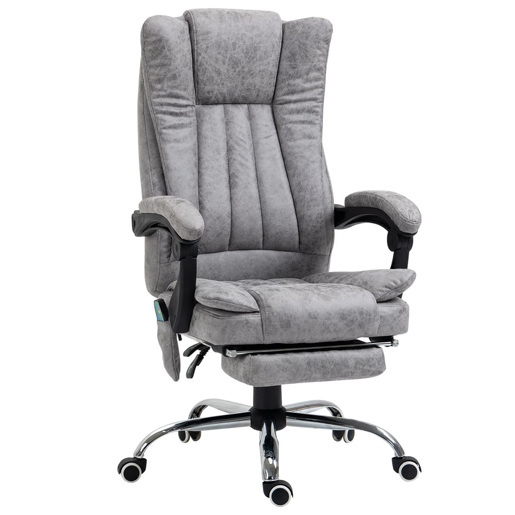 Gray Microfiber High Back Office Chair with Massage and Footrest A375