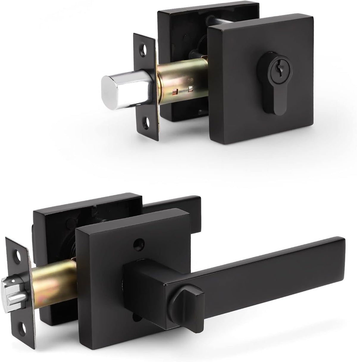 Matte Black Door Handle Set P8454