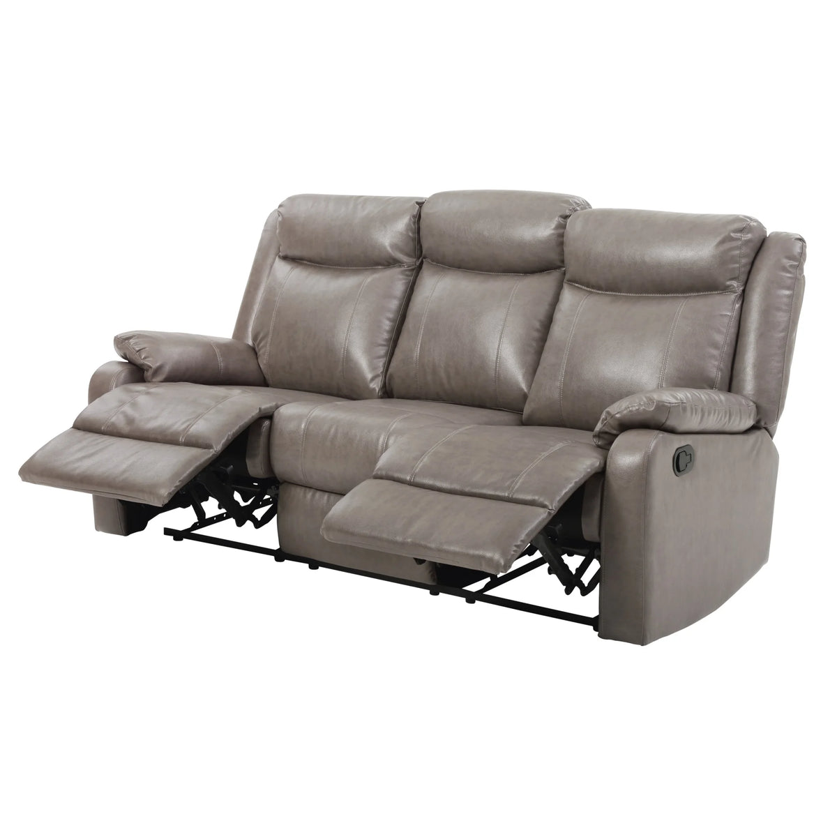 Gray Faux Leather 3-Seater Reclining Sofa Y9998