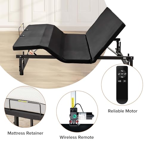Full Size Adjustable Metal Bed Frame with Wireless Remote Control and Quiet Motor F5785