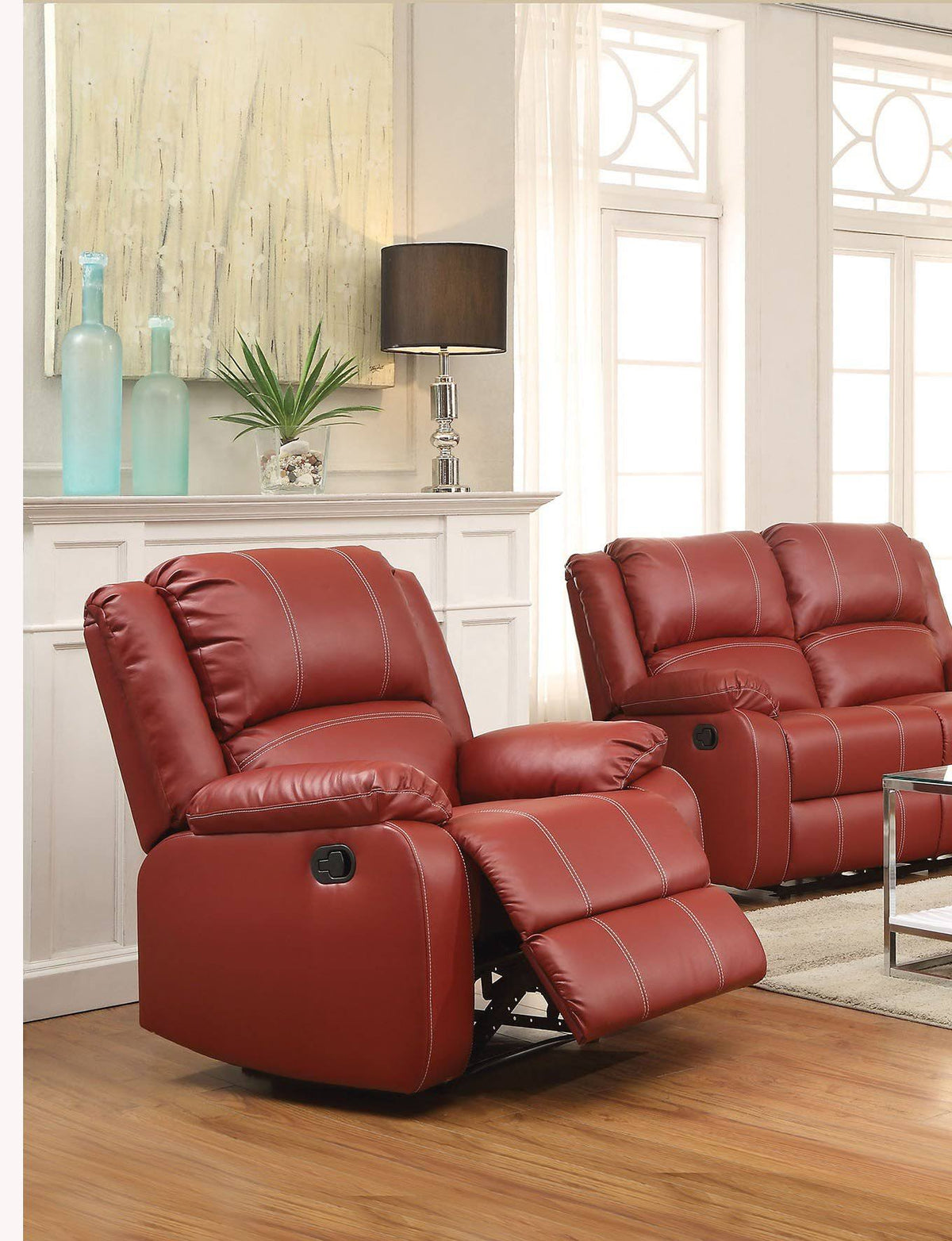 Red PU Rocker Recliner N64965