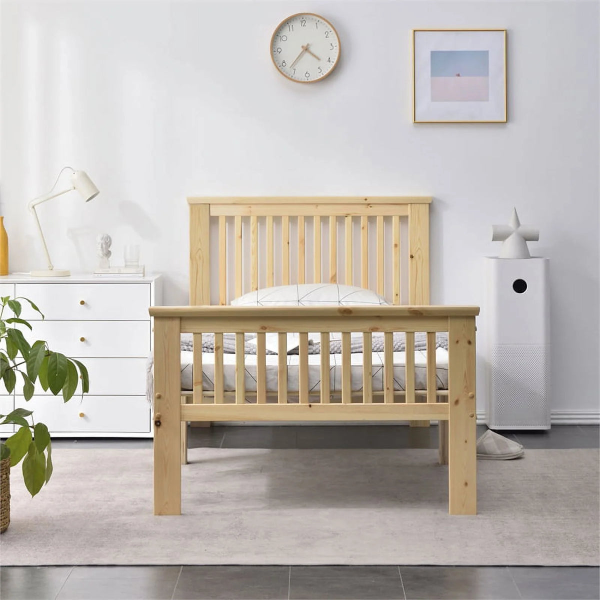 Solid Wood Platform Twin Bed M706264