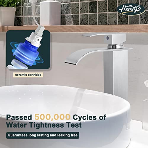 Brushed Nickel Stainless Steel Waterfall Single Handle Vessel Sink Faucet G612