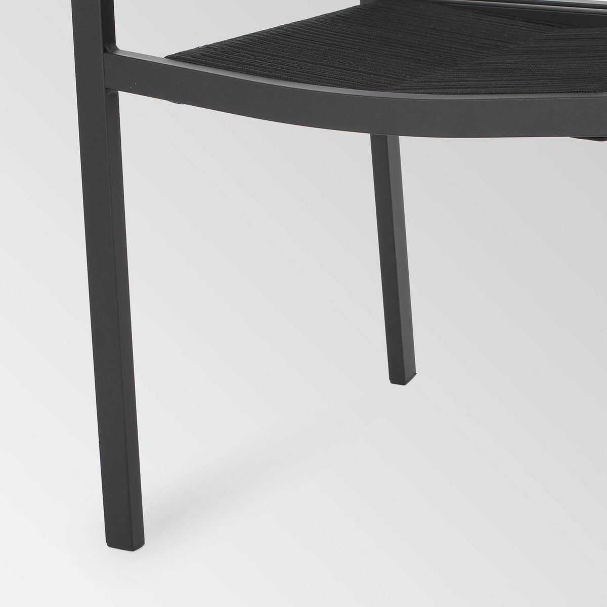2pk Aluminum Dining Chair with Rope Seat - Dark Gray/Black W237778