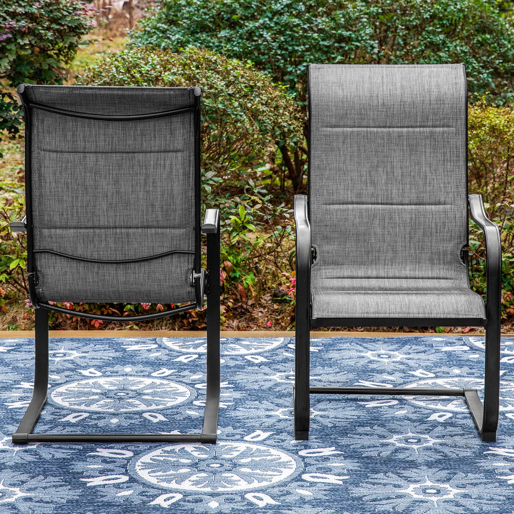 Black&Gray Outdoor Patio Dining Chairs with Padded Seat and Back L751119