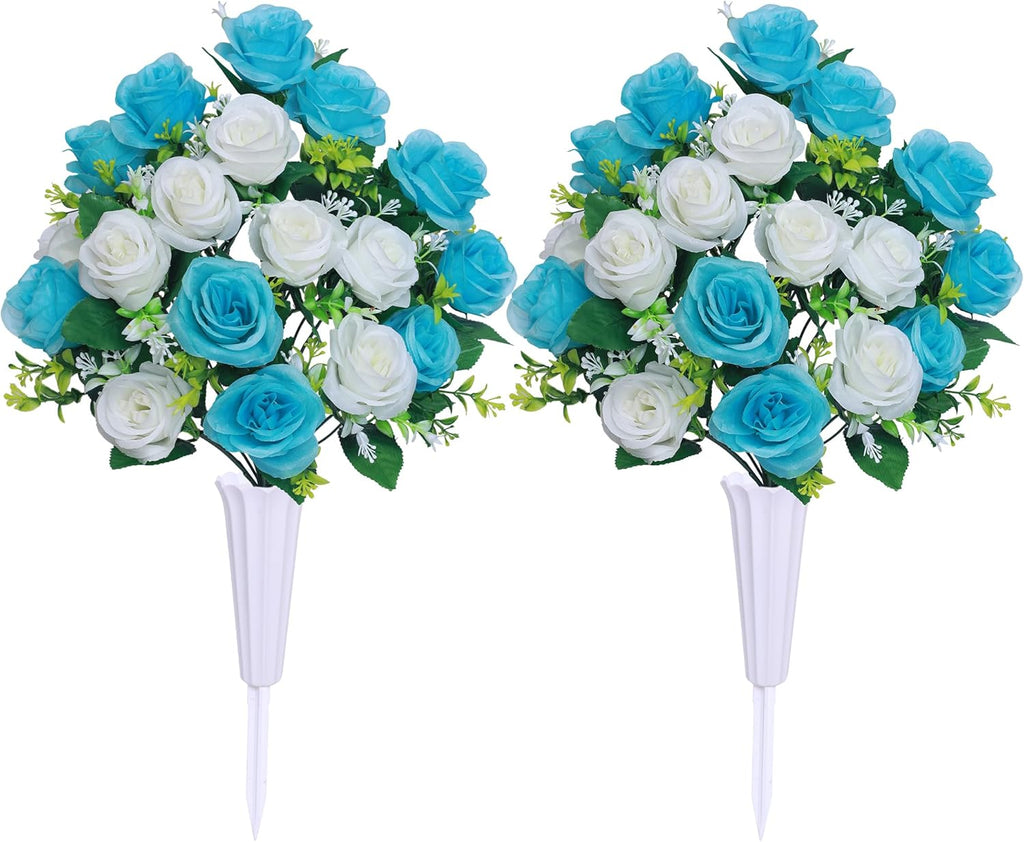 Light Blue Artificial Silk Flower Arrangement with Vase W670701