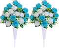 Light Blue Artificial Silk Flower Arrangement with Vase W670701