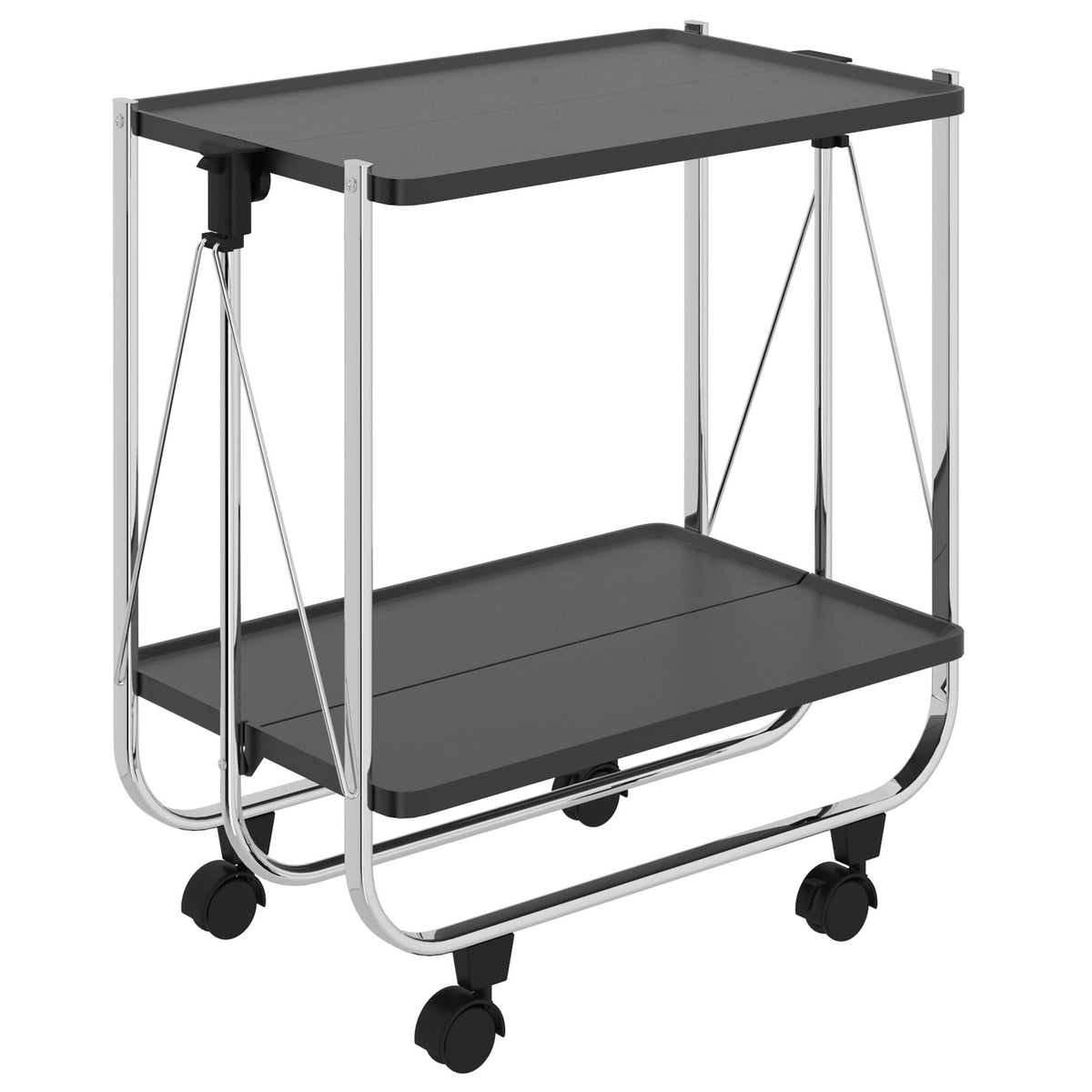 2-Tier Folding Bar Cart Black/Chrome C88462