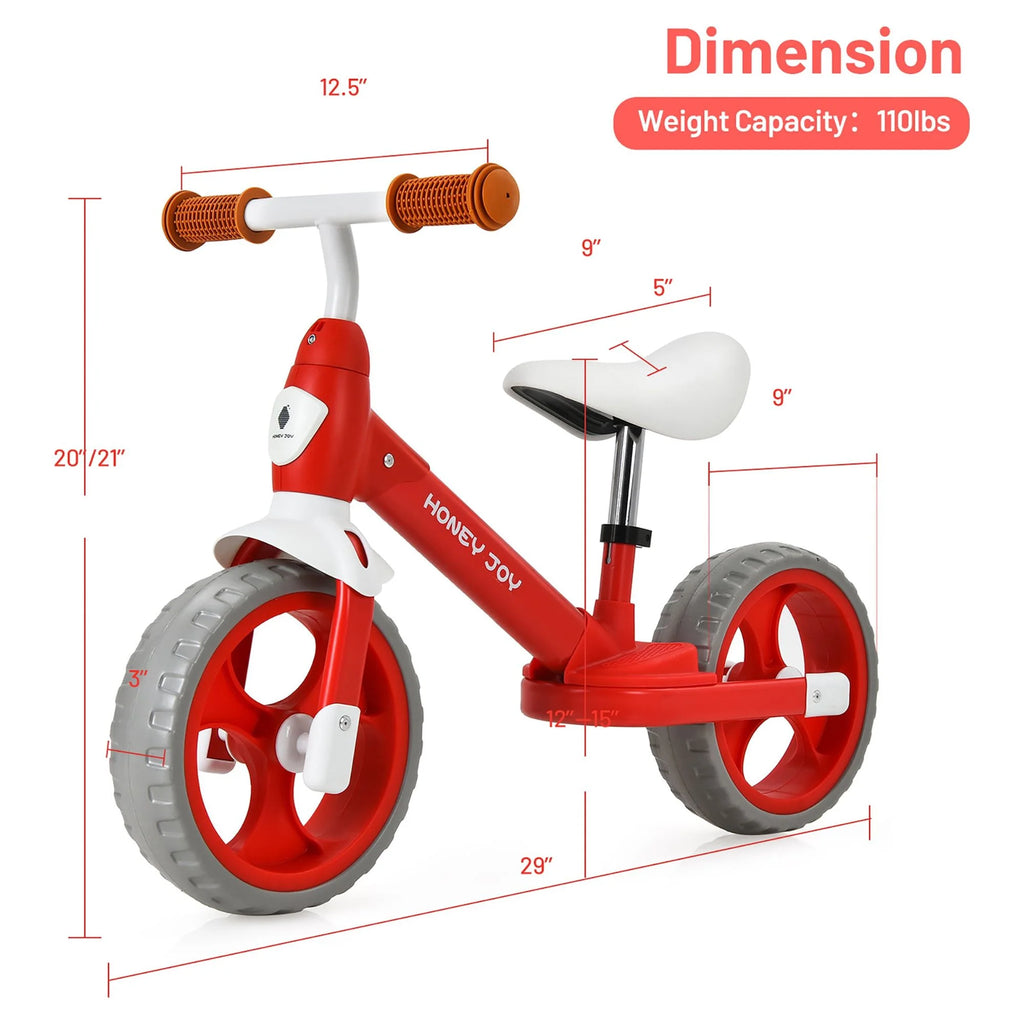 Kids Balance Bike Toddler Training Bicycle Red I6849