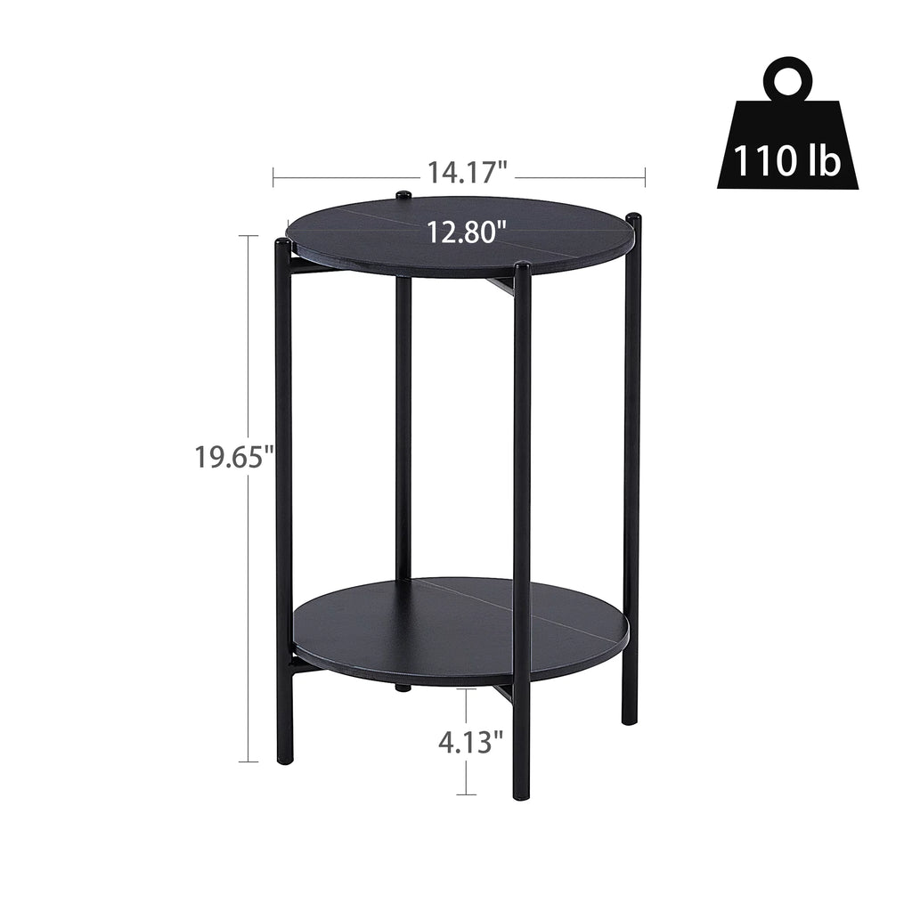 2-Tier Faux Marble Round End Table H519