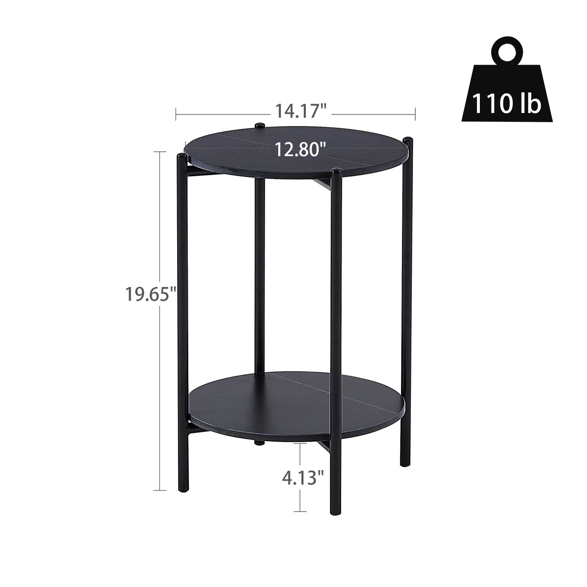 2-Tier Faux Marble Round End Table H519