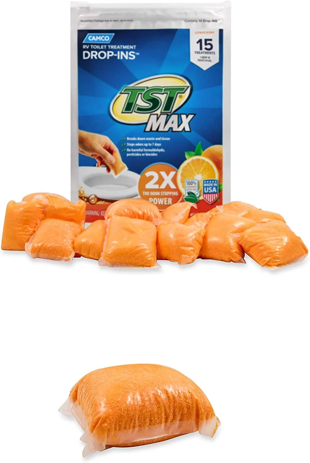 Orange Citrus Scent RV Toilet Treatment Drop-Ins, 15-Pack J722130