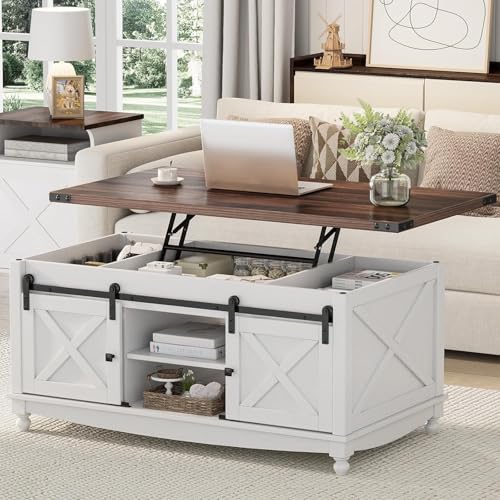 White Lift Top Coffee Table with Storage V3863