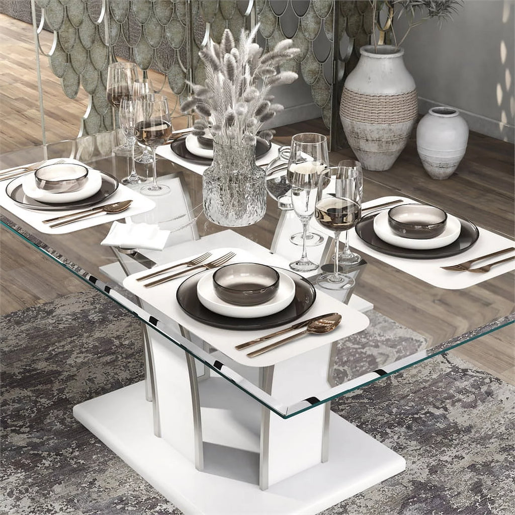 White Glass Top Dining Table I4171