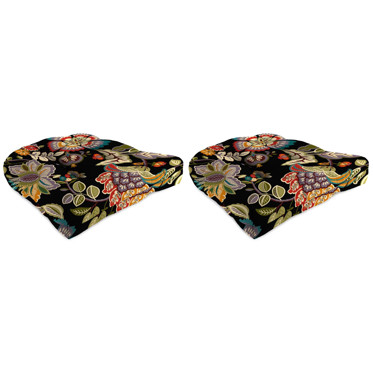 Multicolor Paisley Tufted Outdoor Wicker Seat Cushion 2 Pack P853194