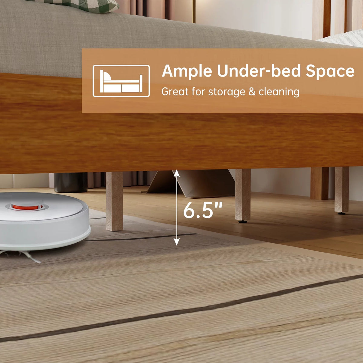 Queen Size Bed Frame with Headboard Wood Slats B76346