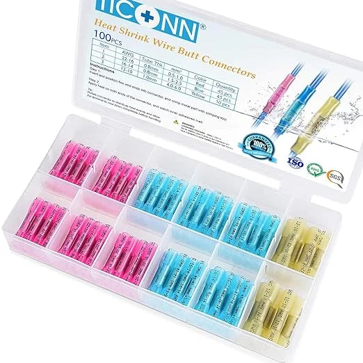 100pcs Insulated Waterproof Heat Shrink Butt Connectors Kit Y573169