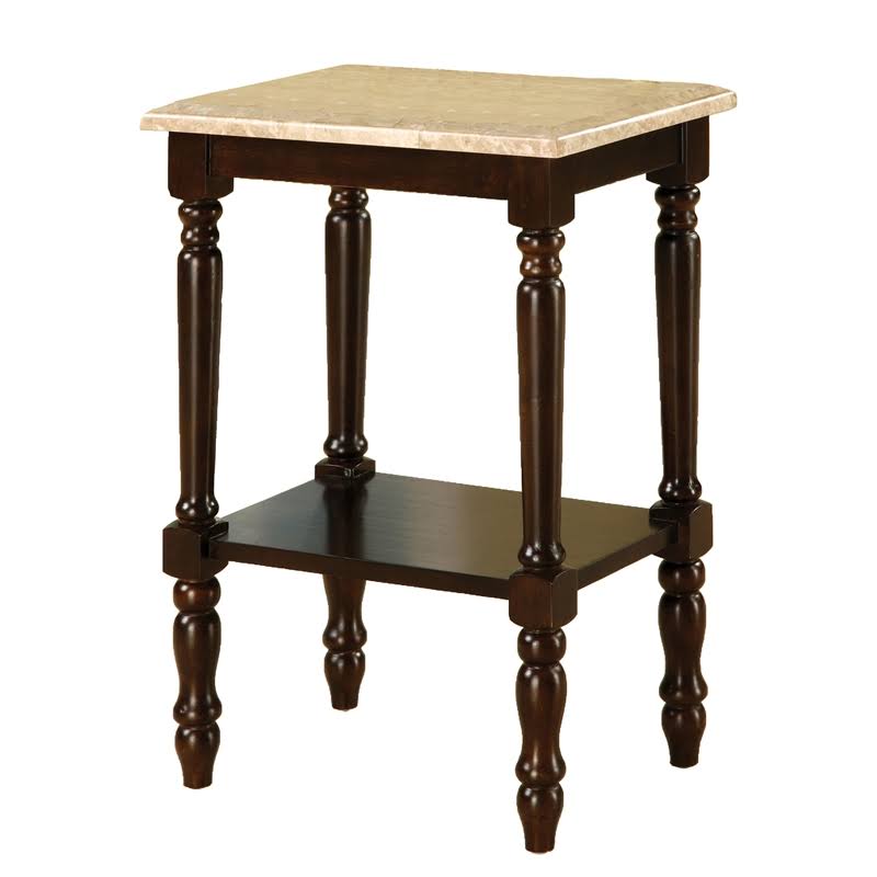 Marble Top End Table in Dark Cherry S503275