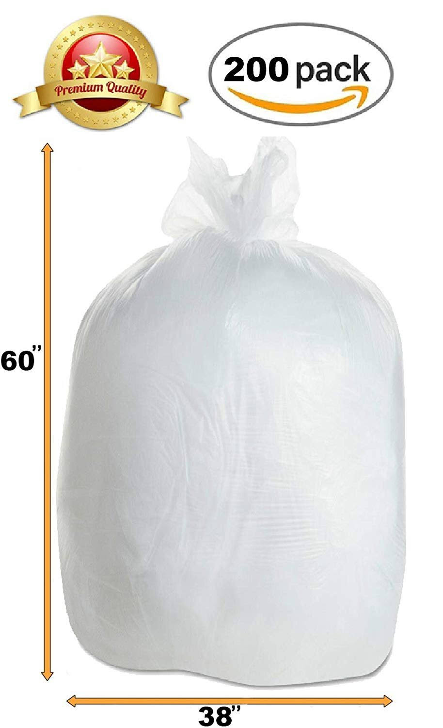 200 Pack Heavy Duty Can Liners 60 Gal R833