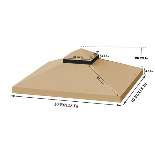 10x10 Ft Double Tiered Gazebo Replacement Canopy U73602