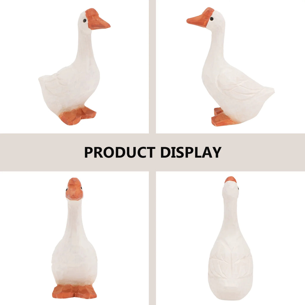 White 11x6cm Wooden Goose Ornaments P80564