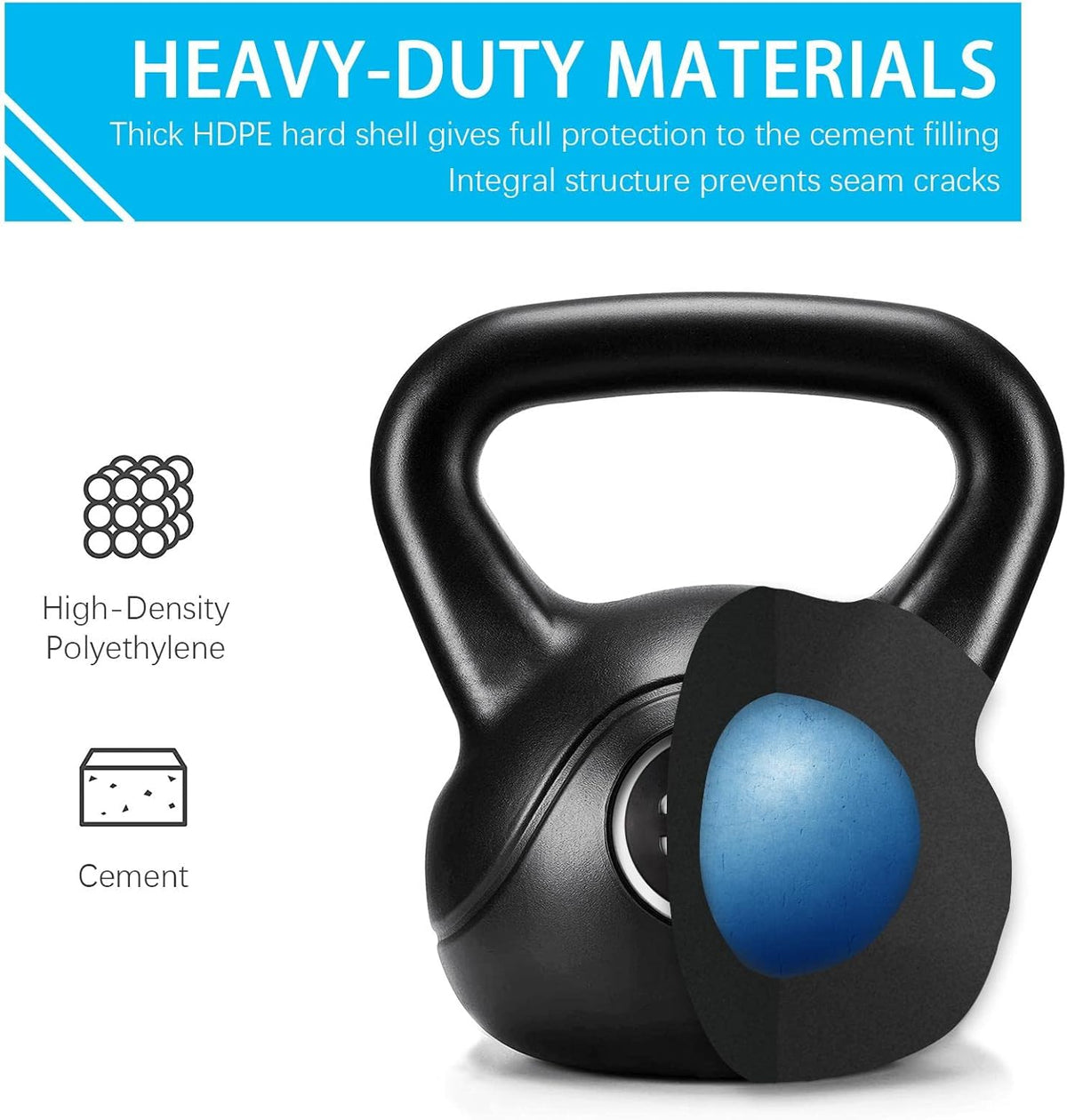 35lbs Kettlebell Weights with Wide Flat Base Textured Grip K454