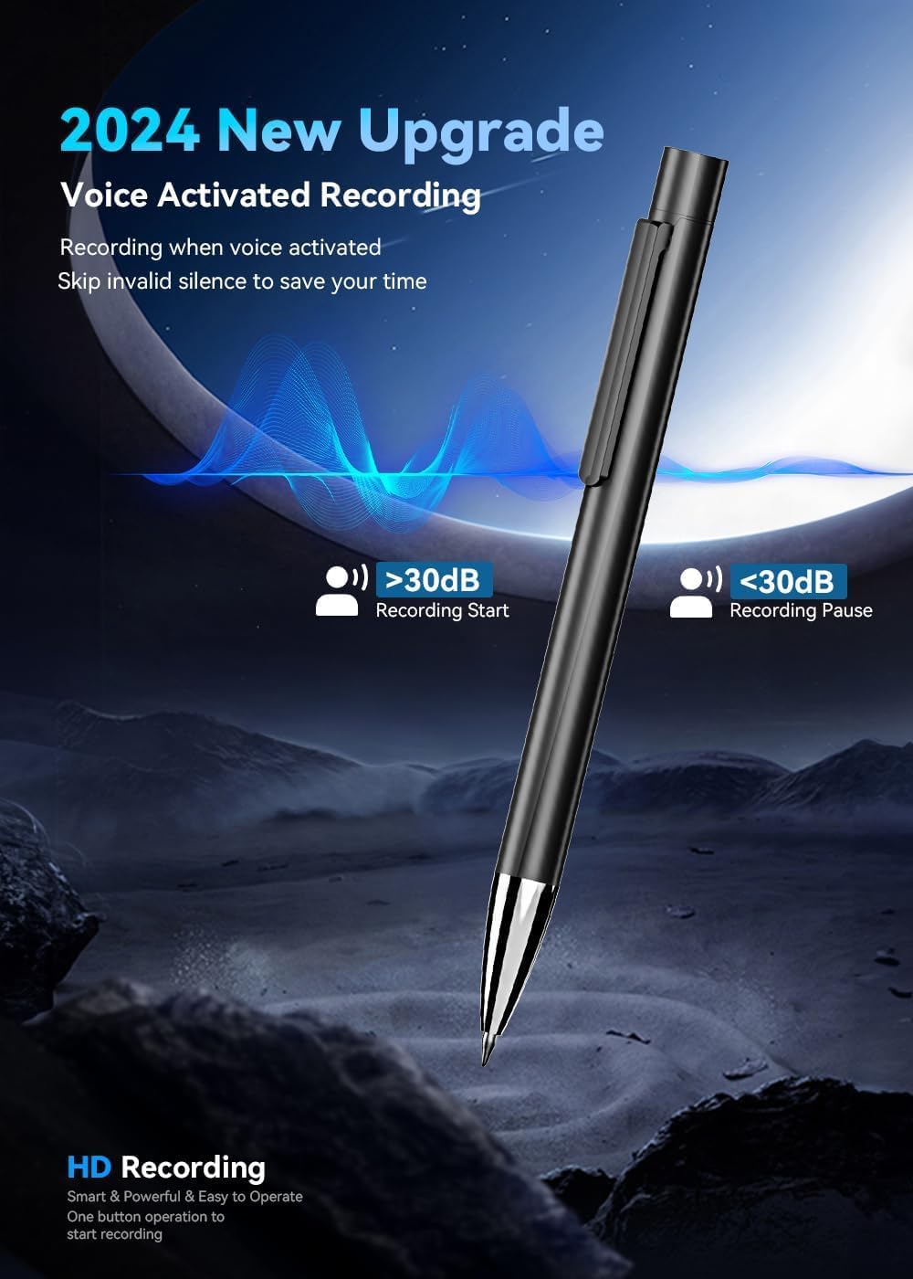 64GB Digital Voice Recorder with Playback, USB-C Recording Device A8357