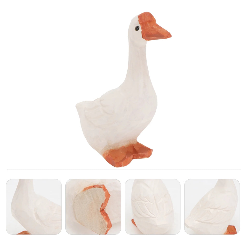 White 11x6cm Wooden Goose Ornaments P80564