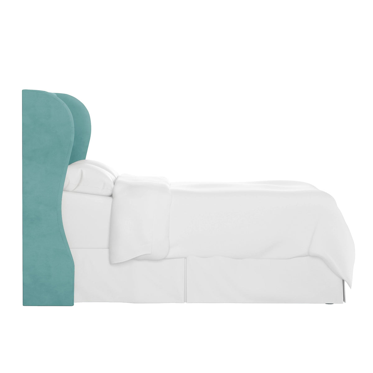 Blue Velvet Tufted Wingback Headboard Queen W352026