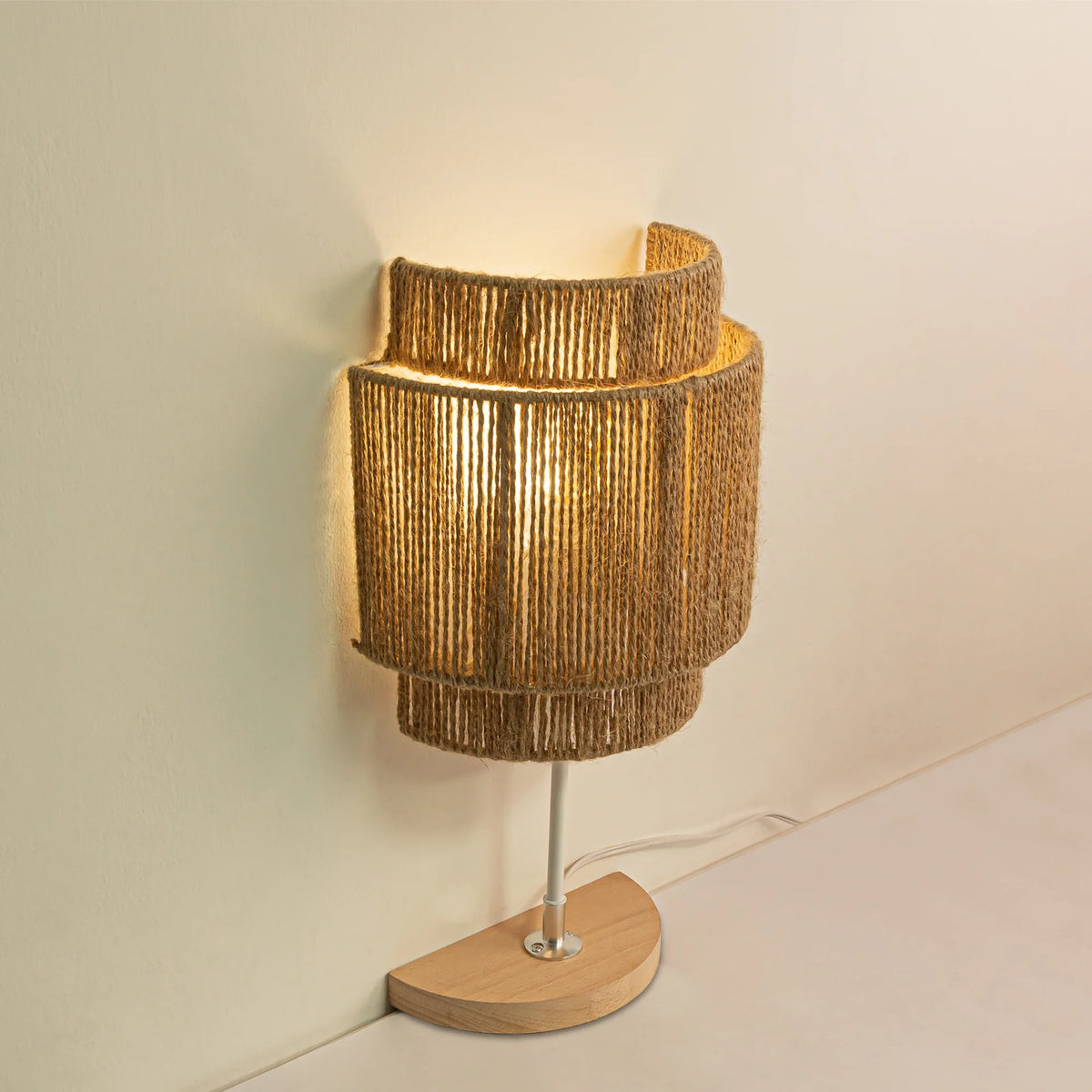 Handmade Wooden Table Lamp Set of 2 K516
