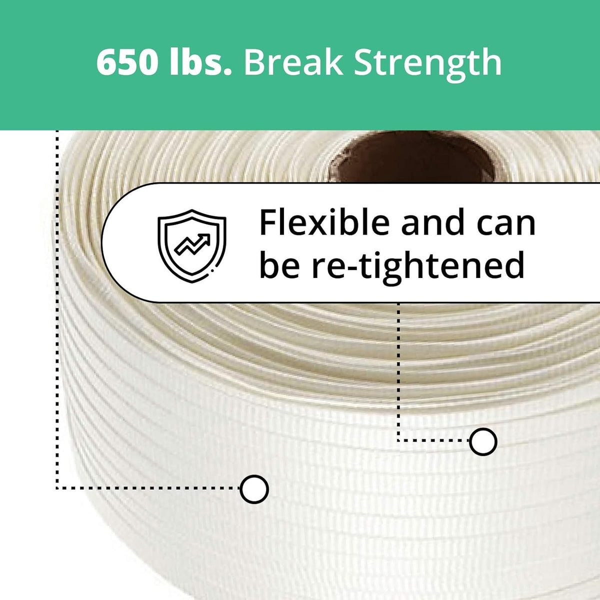 White Heavy Duty Woven Cord Strapping Roll N570358