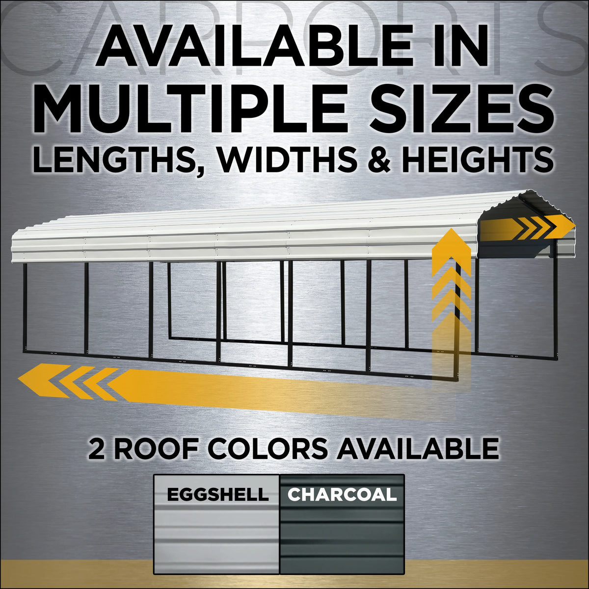 Galvanized Steel Carport Kit, 10' x 24' x 9', Charcoal R679729