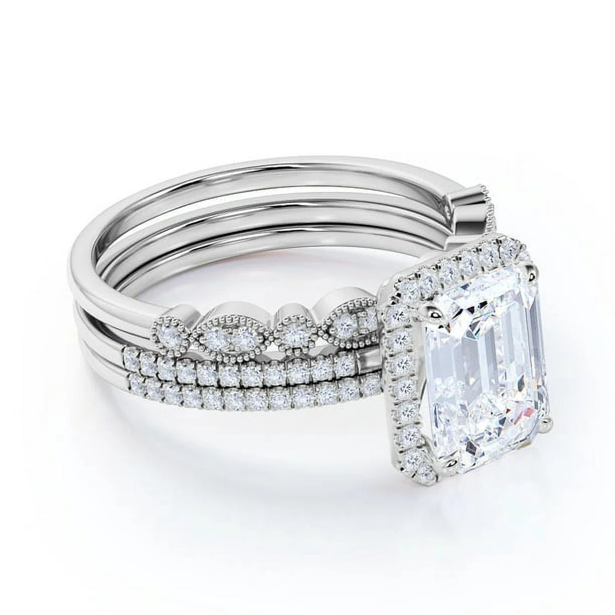14K White Gold Trio Set Band Ring J1683