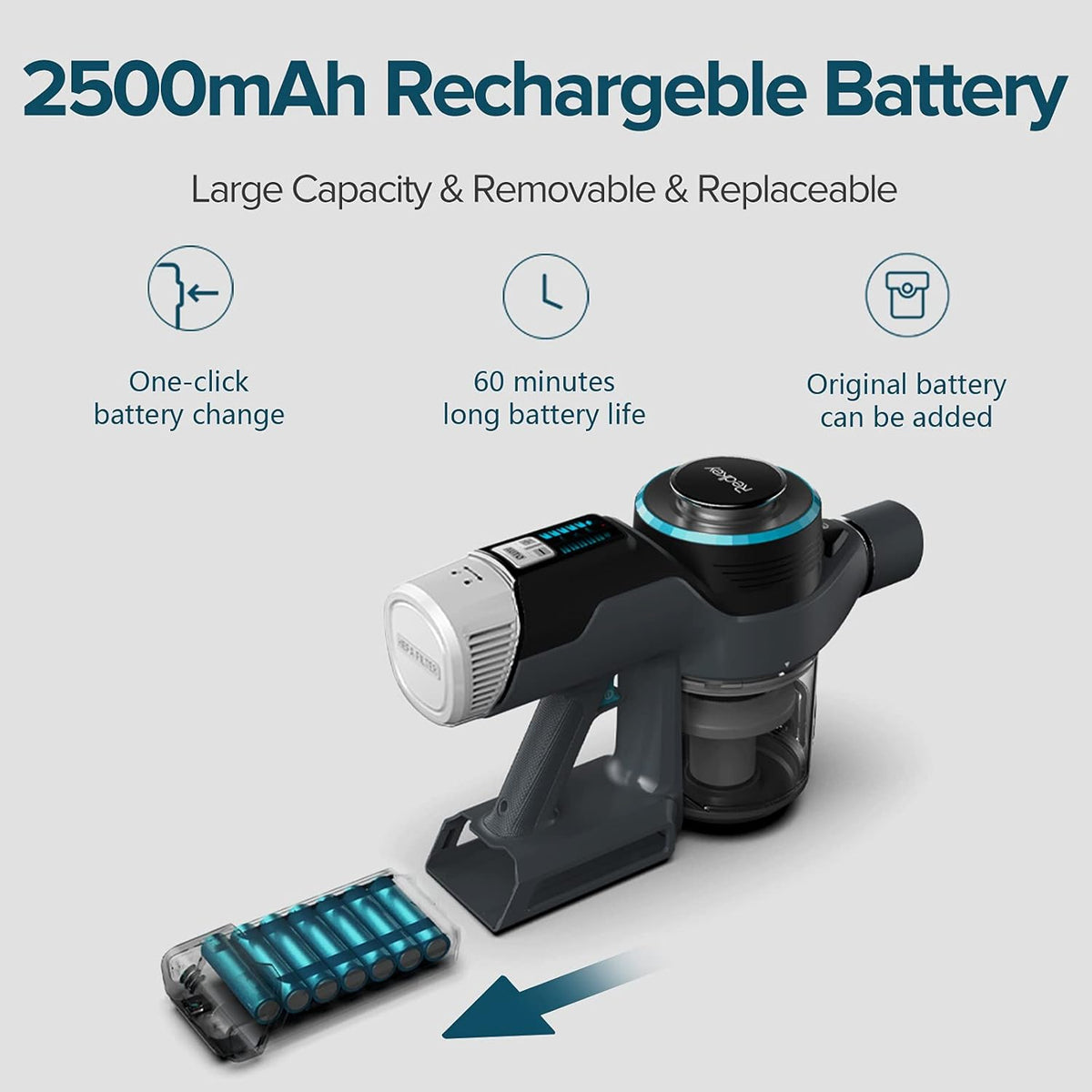 Foldable Cordless Stick Vacuum Cleaner 23Kpa 60 mins Runtime with Detachable Battery B4252