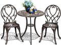 3 Piece Outdoor Cast Aluminum Bistro Set with Umbrella Hole, Bronze U787921