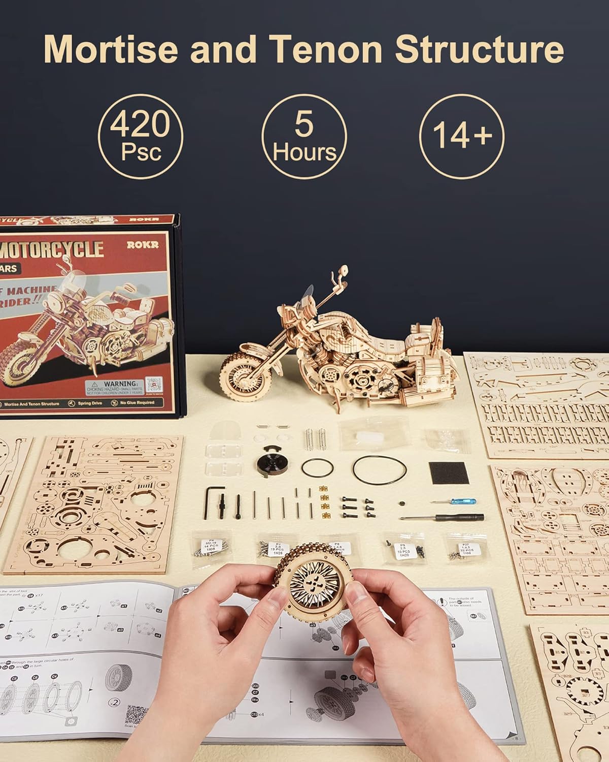 3D Wooden Motorcycle Puzzle Model Car Kits T756