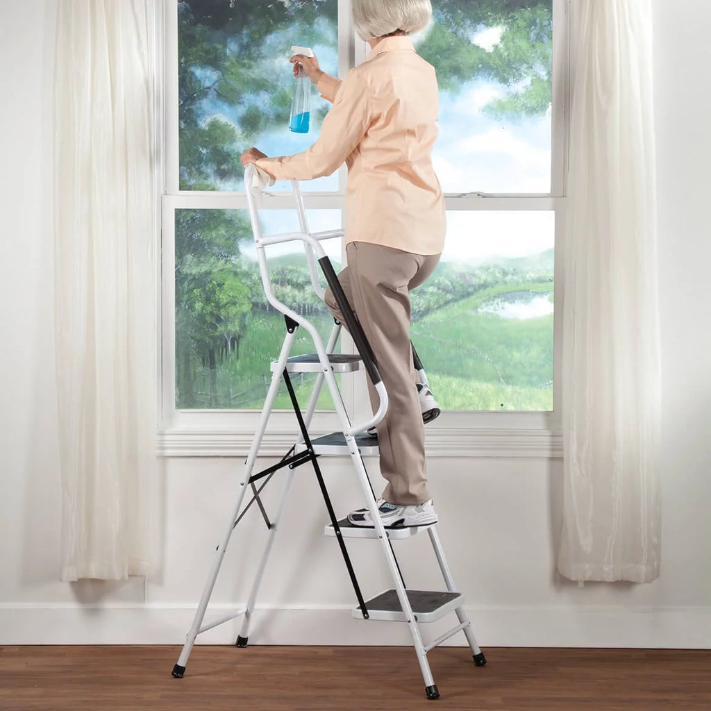 Folding 4-Step Steel Ladder with Anti-Slip Treads G9171