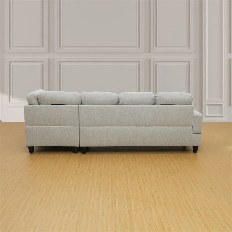 Gray White Sectional & Ottoman S52396
