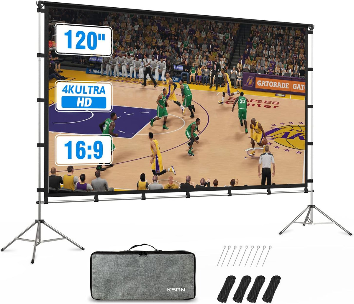 Outdoor Projector Screen with Stand, 120 Inch, Double Sided Projection Screen with Bag U71548