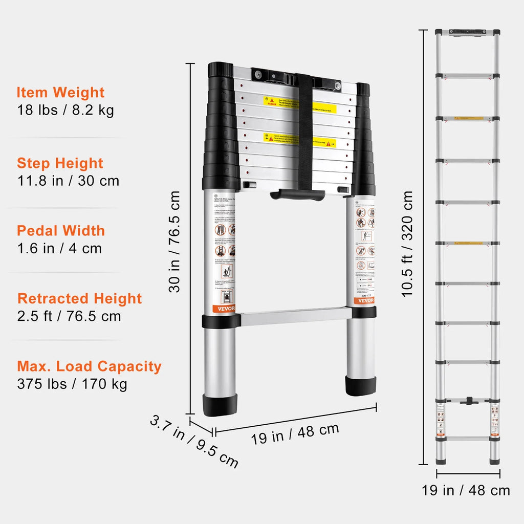 10.5FT Aluminum Telescoping Ladder L127
