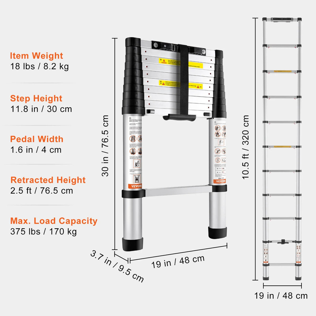 10.5FT Aluminum Telescoping Ladder L127