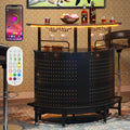 3-Tier Liquor Bar Table with Wine Glasses Holder and Storage Shelves J226