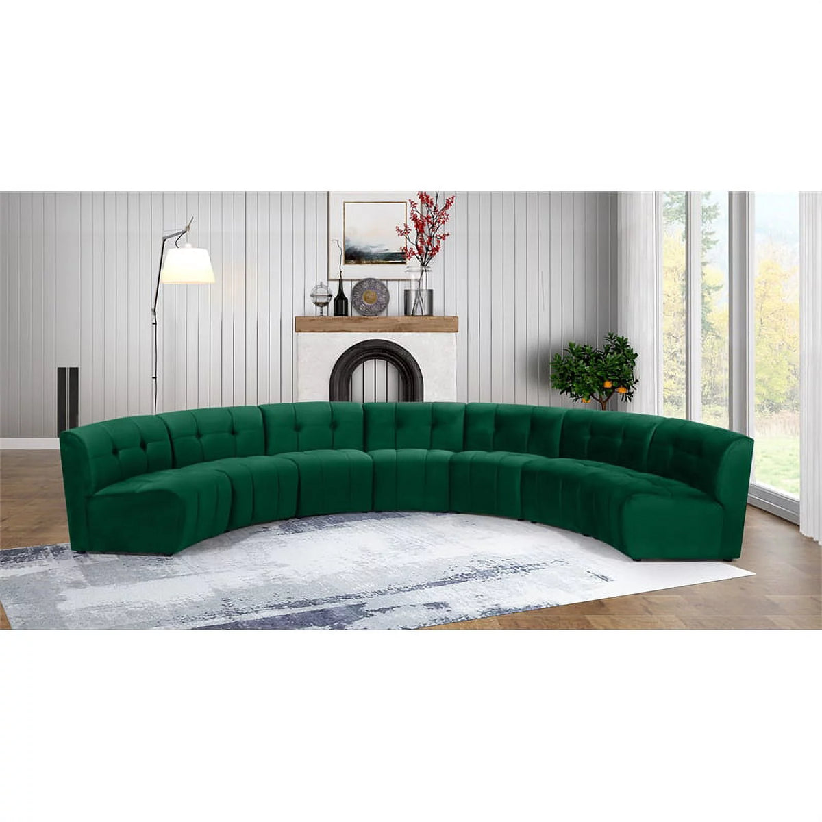 Green Velvet Tufted 7 Piece Sectional Sofa N94655