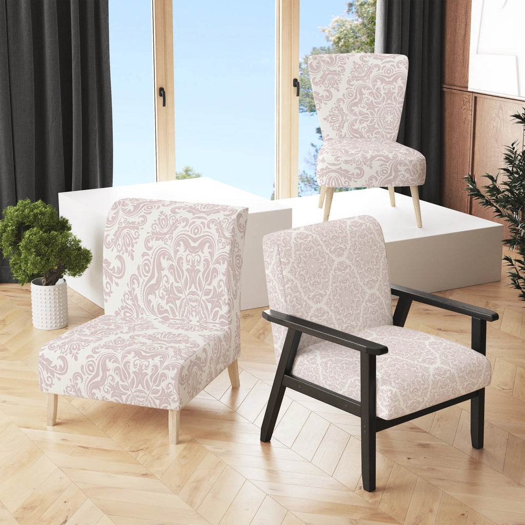Cream Damask Upholstered Accent Chair K900455