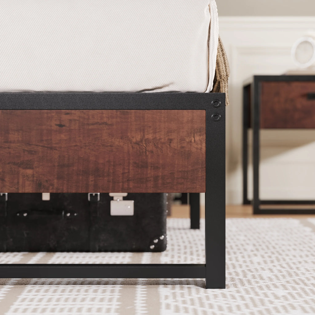 Brown King Size Metal Platform Bed Frame with Underbed Storage I276986