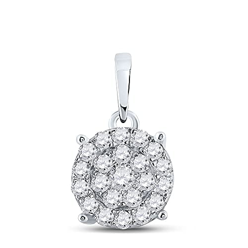 10kt White Gold Diamond Cluster Pendant 1-1/2 Cttw H3511
