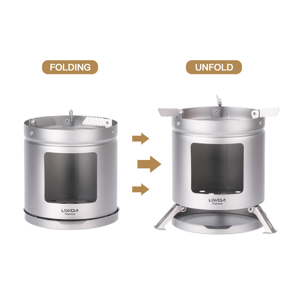 Titanium Camping Stove Ultralight Folding Wood Burning Stove C611964