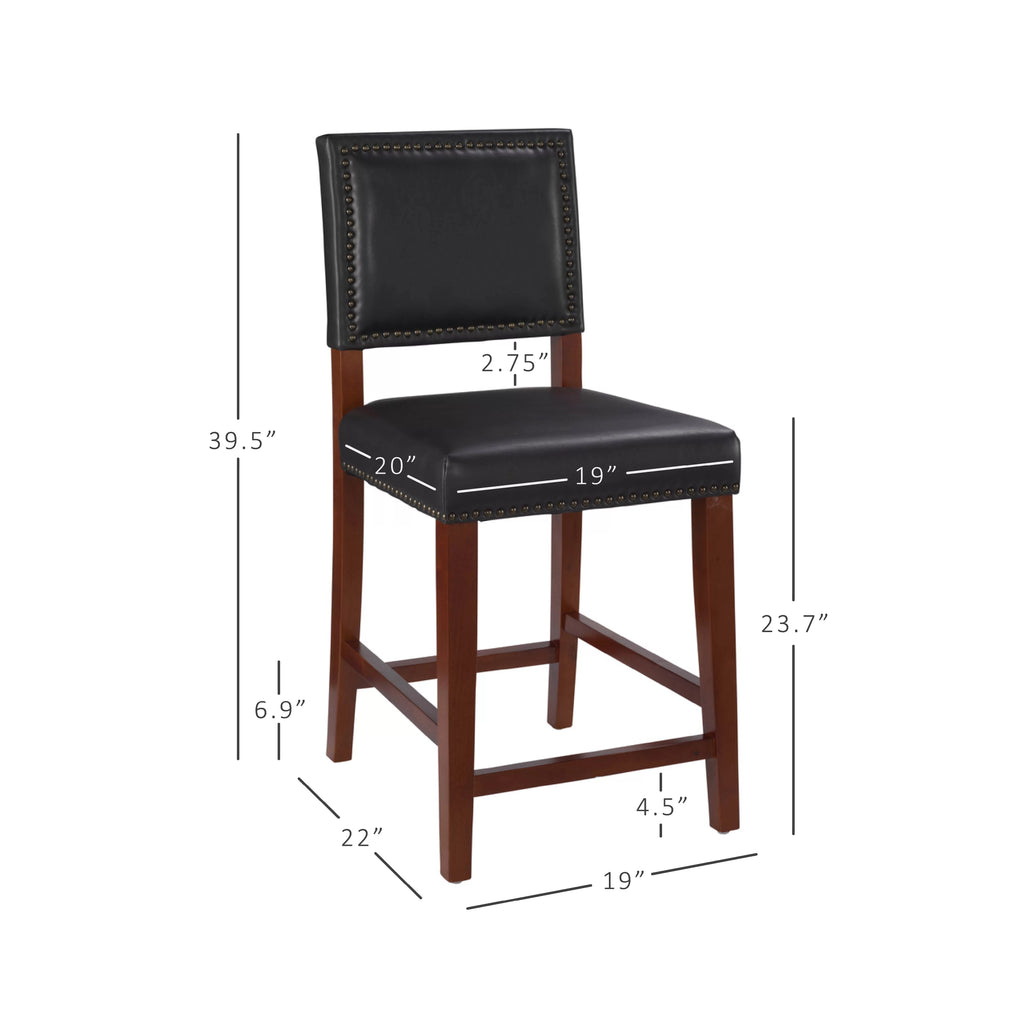 Wood Counter Stool with Black Fabric Q7658
