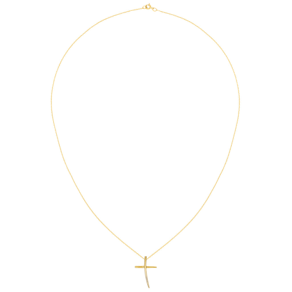 14 Karat Yellow Gold Polished Cross Pendant with 18-inch Chain R49814